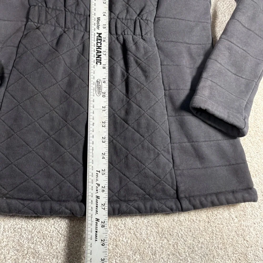North Face Womens Caroluna Quilted Full Zip Jacket Medium Dark Gray Fleece Lined